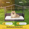 Outdoor Wicker Dog House with Weatherproof Roof sun protection