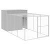 Dog House with Run Light Gray 84.3"x179.9"x71.3" Galvanized Steel Side view