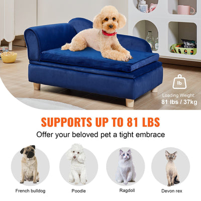 VEVOR Pet Sofa, Dog Couch for Medium-Sized Dogs and Cats, Soft Velvety Dog Sofa Bed, 81 lbs. Loading Cat Sofa, Blue - 3 of 7