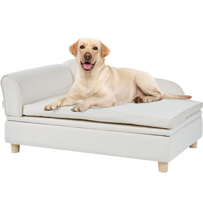 VEVOR Pet Sofa, Dog Couch for Large-Sized Dogs and Cats, Soft Velvety Dog Sofa Bed, 110 lbs. Loading Cat Sofa, White - 1 of 7