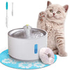 Automatic Cat Water Fountain 81oz White Water Cat Fountain with 4 Filters 2 Brushes Mat LED Light Water Level Window Plastic and Stainless Steel Pet Drinking Water Fountain - 1 of 7