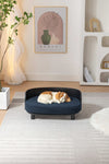 Scandinavian style Elevated Dog Bed Pet Sofa With Solid Wood legs and Bent Wood Back, Velvet Cushion, BLACK - 6 of 10