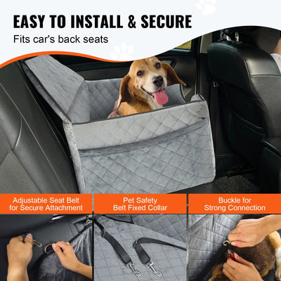 VEVOR Dog Booster Car Seat Pet Car Seat for Medium Large Dog up to 55 lbs. Gray - 4 of 8