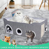 Cat Houses for Indoor Cats-Large Collapsible Large Cat Bed with Fluff Ball and 2 Caves, Cat Hideout with Canopy, Semi-Enclosed Cat Bed Cat House Covered Cat Bed for Multi Small Pet Large Kitty - 5 of 6