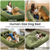 Extra Large Dog Bed, Human Dog Bed for Adult Instead of Foldable Air Mattress, 72"x48"x10" Washable Floor Beds Large Sized Dog Gifts with Handle, Blanket and 4 Storage Pockets, Army Green - 5 of 5