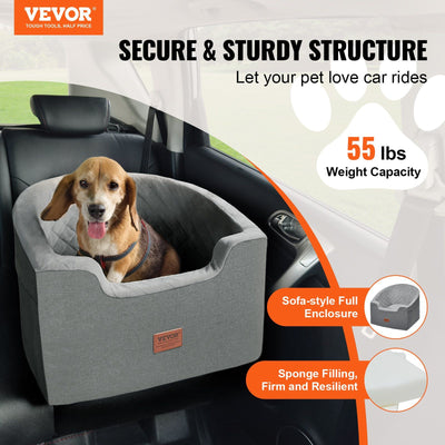 VEVOR Dog Booster Car Seat Pet Car Seat for Small Medium Dog up to 55 lbs. Gray
