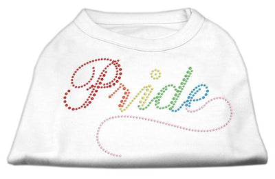  Rainbow Pride Rhinestone Dog Shirt White