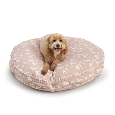 Pool & Patio - 35in Round - Medium - Pedigree Blush/White Cord with dog